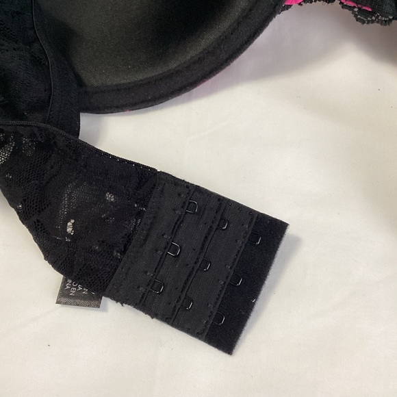 SMART & SEXY: black with pink floral pattern lightly lined bra size 42DD - Picture 4 of 6